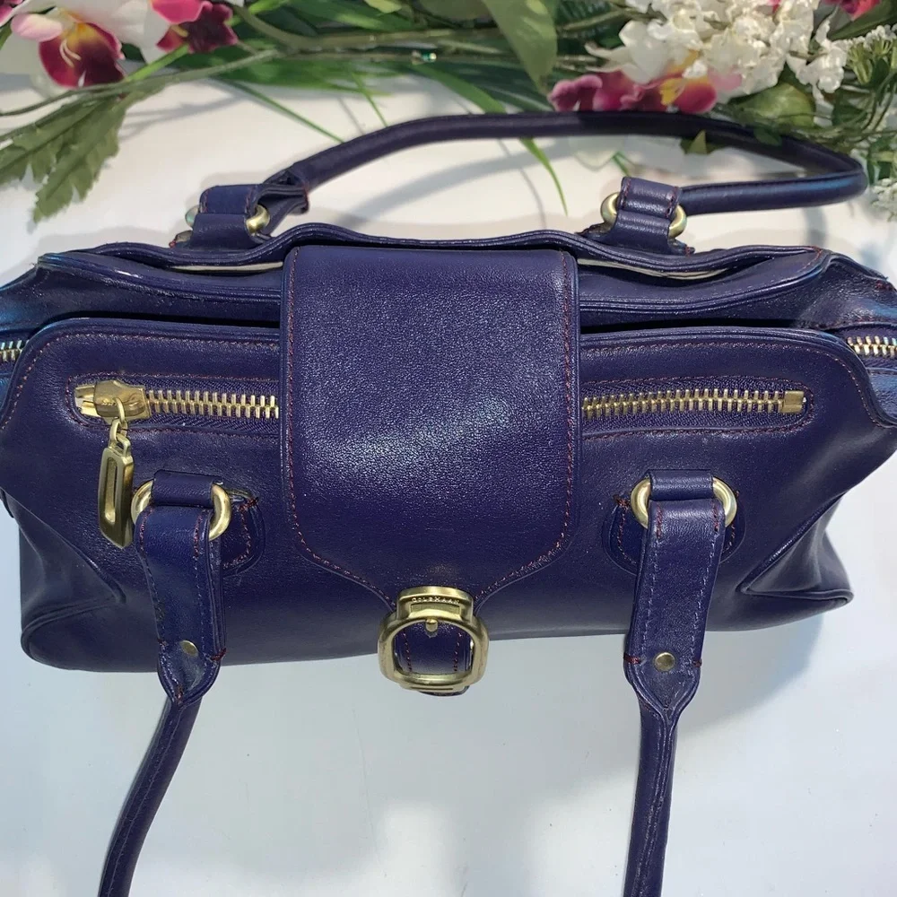 Cole Haan Alexa Blue Leather Satchel - Picture 9 of 12